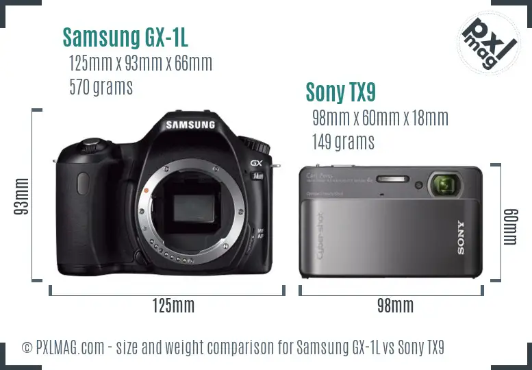 Samsung GX-1L vs Sony TX9 size comparison
