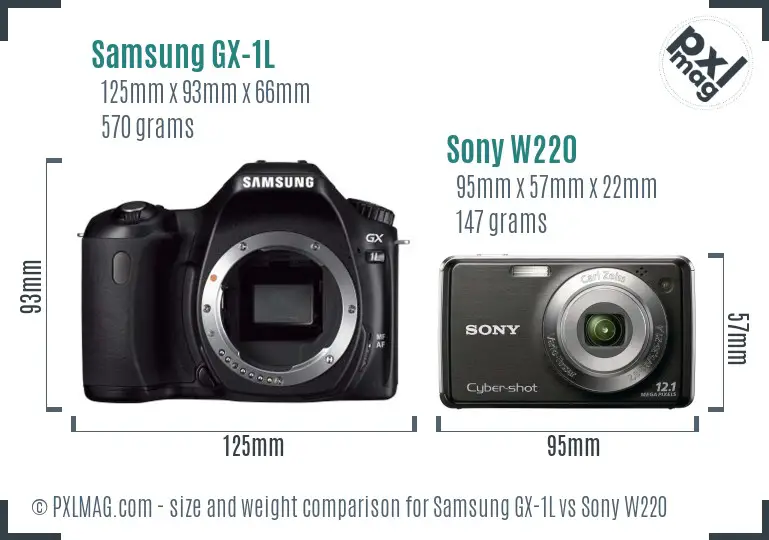 Samsung GX-1L vs Sony W220 size comparison