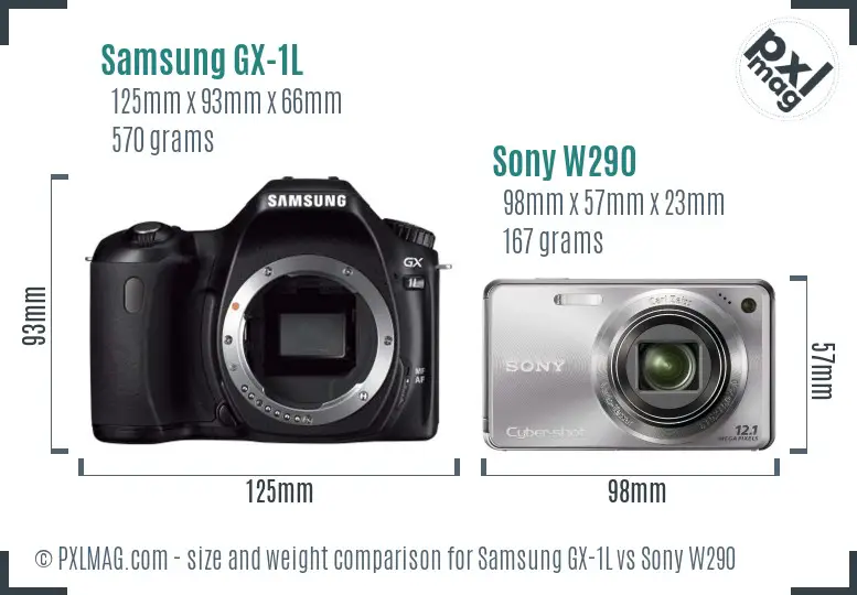 Samsung GX-1L vs Sony W290 size comparison