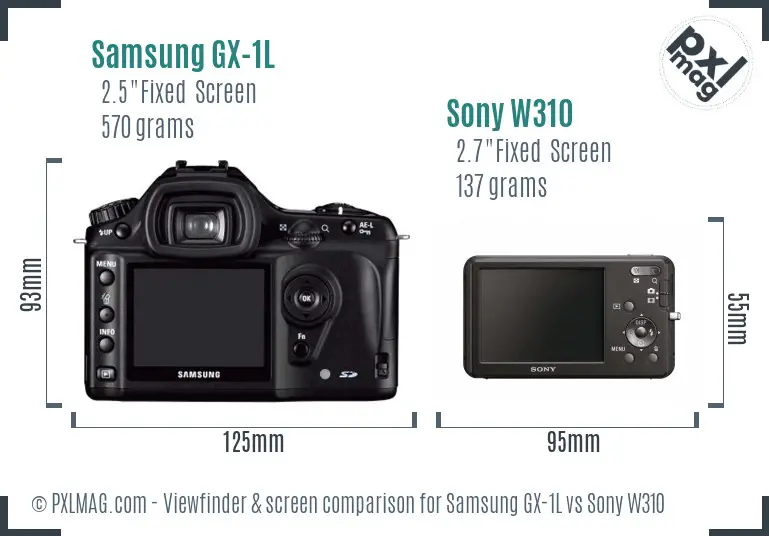 Samsung GX-1L vs Sony W310 Screen and Viewfinder comparison