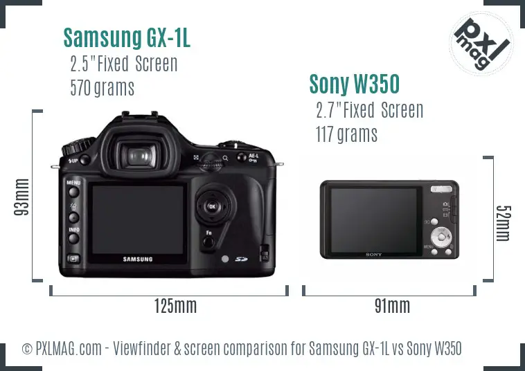 Samsung GX-1L vs Sony W350 Screen and Viewfinder comparison