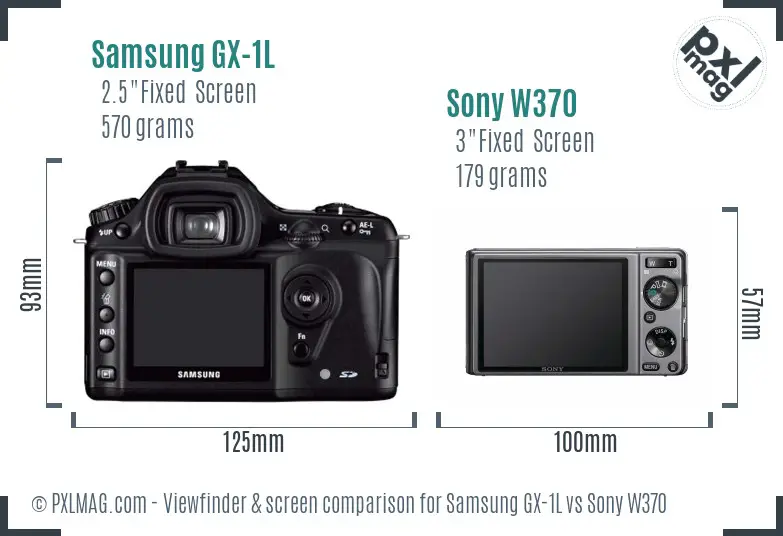 Samsung GX-1L vs Sony W370 Screen and Viewfinder comparison