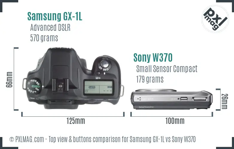 Samsung GX-1L vs Sony W370 top view buttons comparison