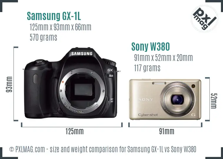 Samsung GX-1L vs Sony W380 size comparison