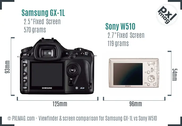 Samsung GX-1L vs Sony W510 Screen and Viewfinder comparison