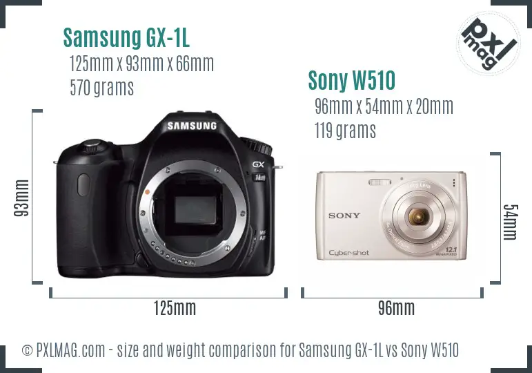 Samsung GX-1L vs Sony W510 size comparison