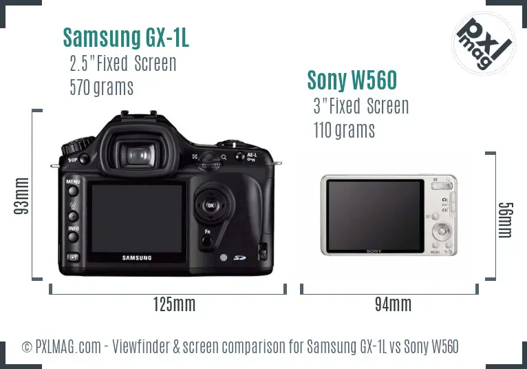 Samsung GX-1L vs Sony W560 Screen and Viewfinder comparison