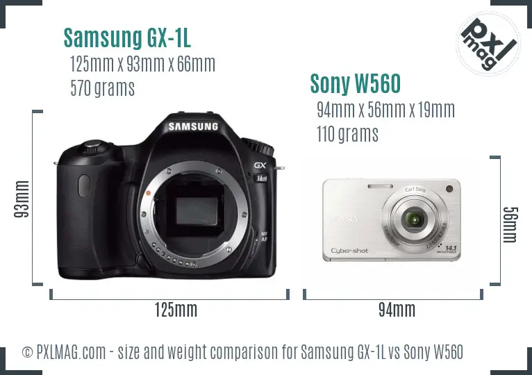 Samsung GX-1L vs Sony W560 size comparison