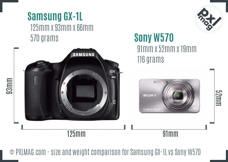 Samsung GX-1L vs Sony W570 size comparison