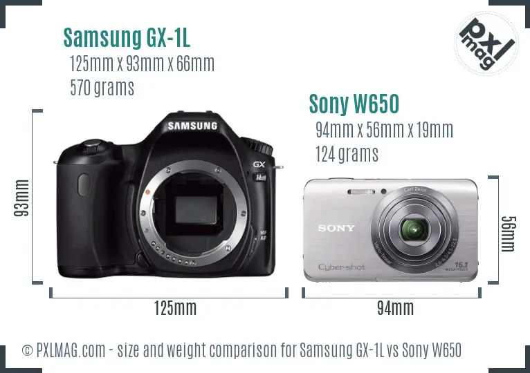 Samsung GX-1L vs Sony W650 size comparison
