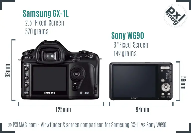 Samsung GX-1L vs Sony W690 Screen and Viewfinder comparison