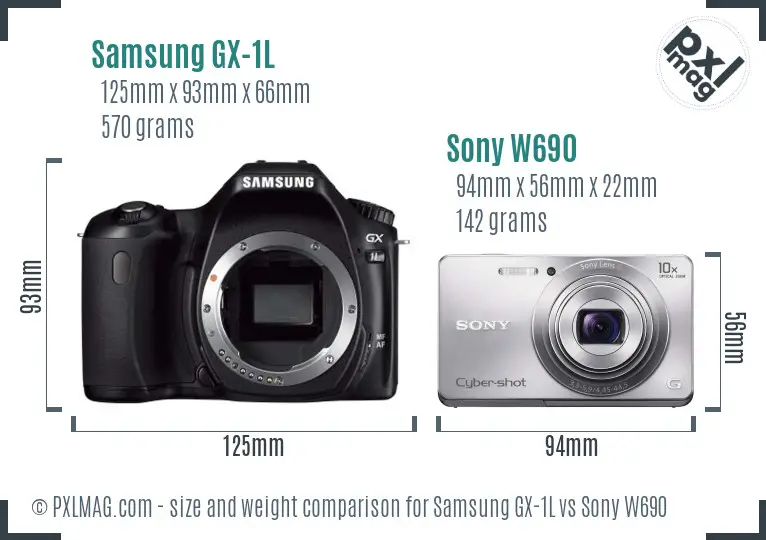 Samsung GX-1L vs Sony W690 size comparison