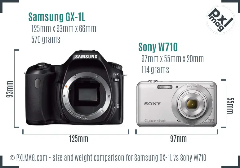 Samsung GX-1L vs Sony W710 size comparison