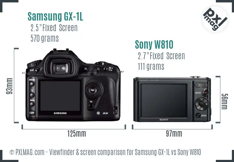Samsung GX-1L vs Sony W810 Screen and Viewfinder comparison