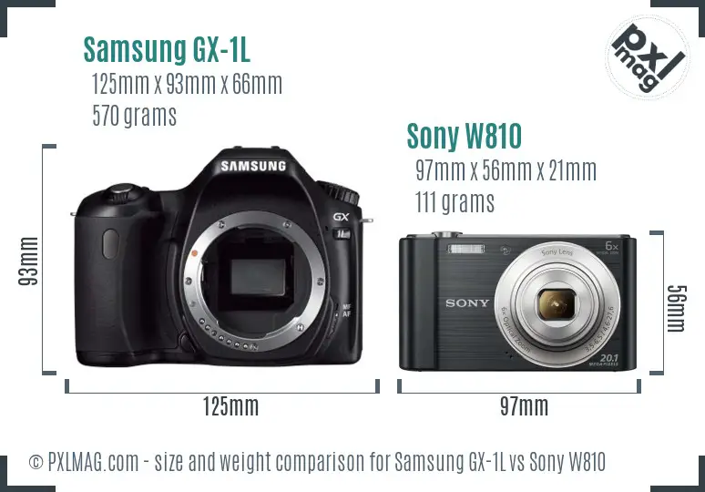 Samsung GX-1L vs Sony W810 size comparison