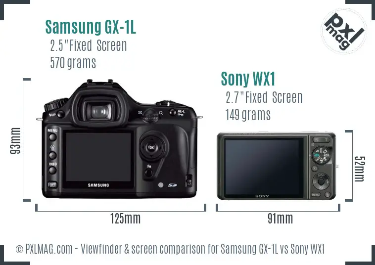 Samsung GX-1L vs Sony WX1 Screen and Viewfinder comparison