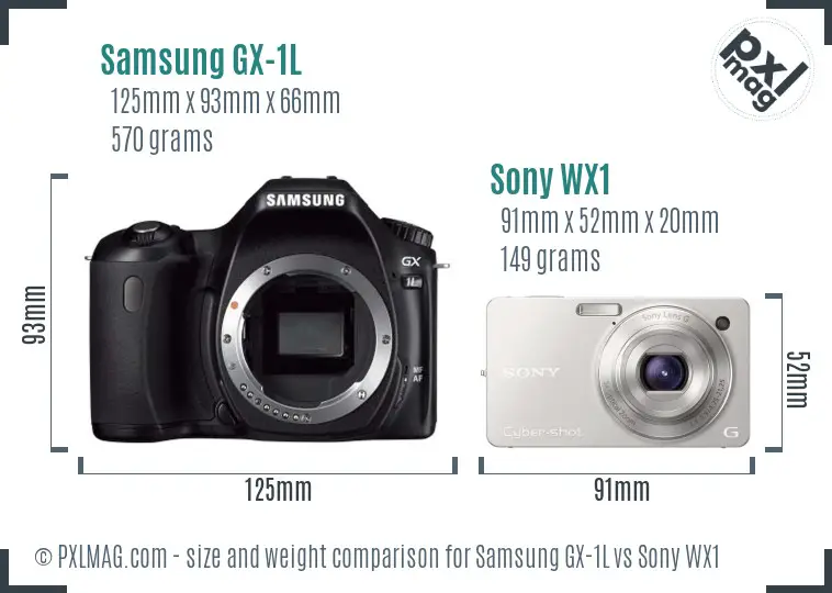 Samsung GX-1L vs Sony WX1 size comparison