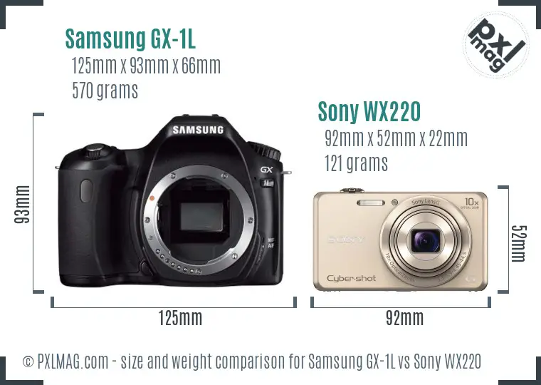 Samsung GX-1L vs Sony WX220 size comparison