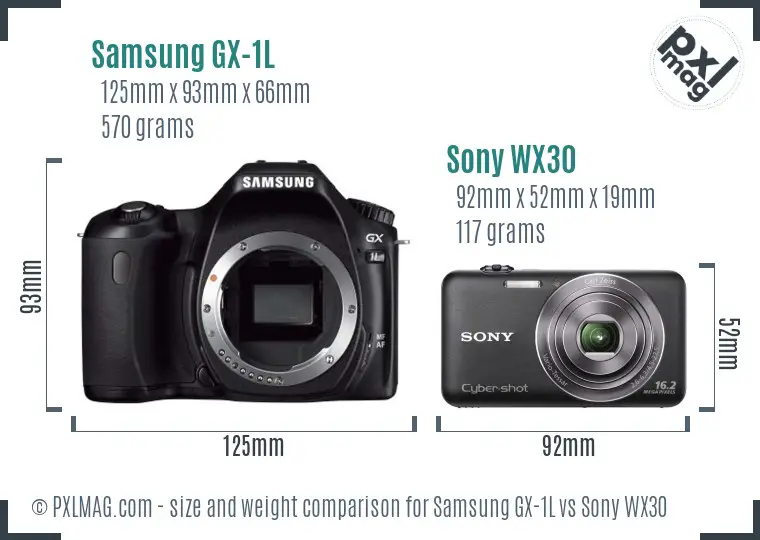 Samsung GX-1L vs Sony WX30 size comparison