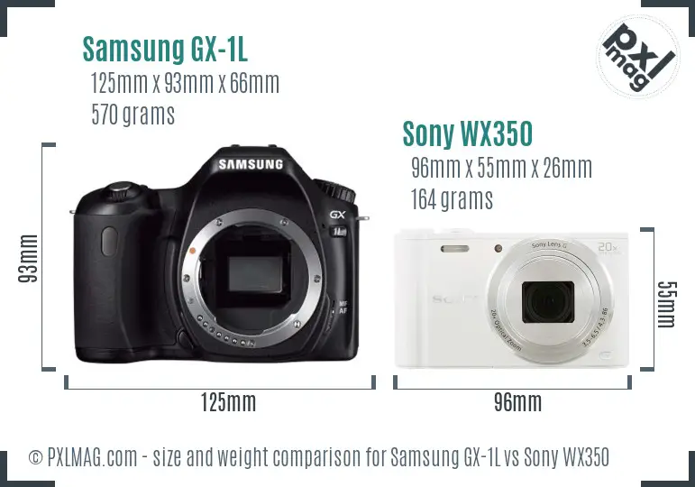 Samsung GX-1L vs Sony WX350 size comparison
