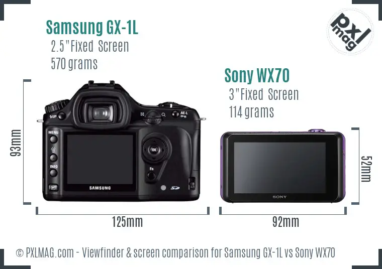 Samsung GX-1L vs Sony WX70 Screen and Viewfinder comparison