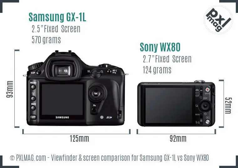 Samsung GX-1L vs Sony WX80 Screen and Viewfinder comparison