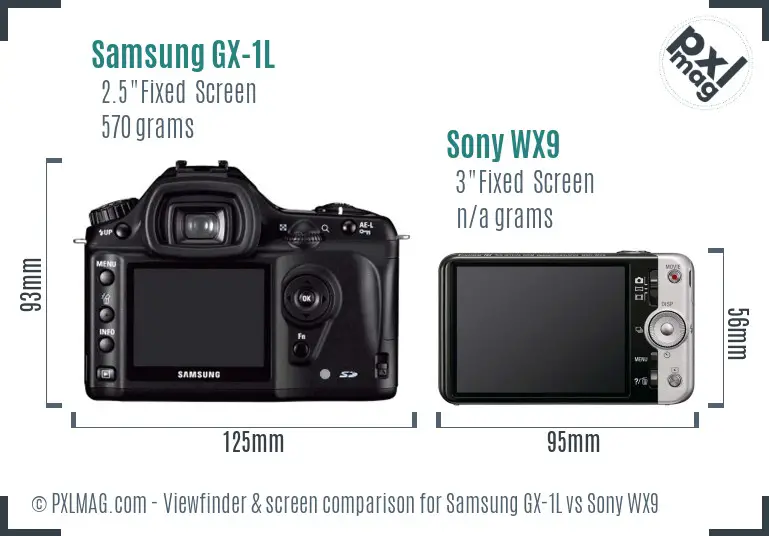 Samsung GX-1L vs Sony WX9 Screen and Viewfinder comparison