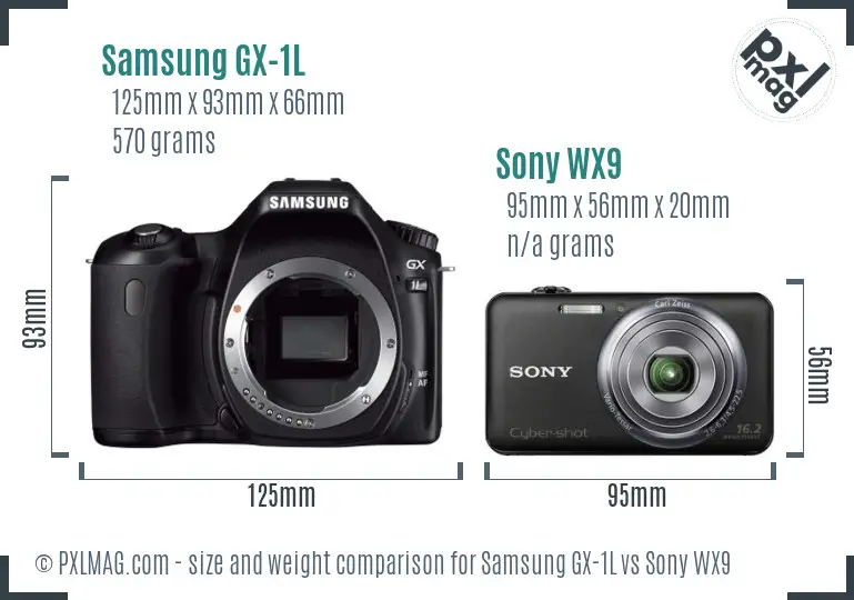Samsung GX-1L vs Sony WX9 size comparison