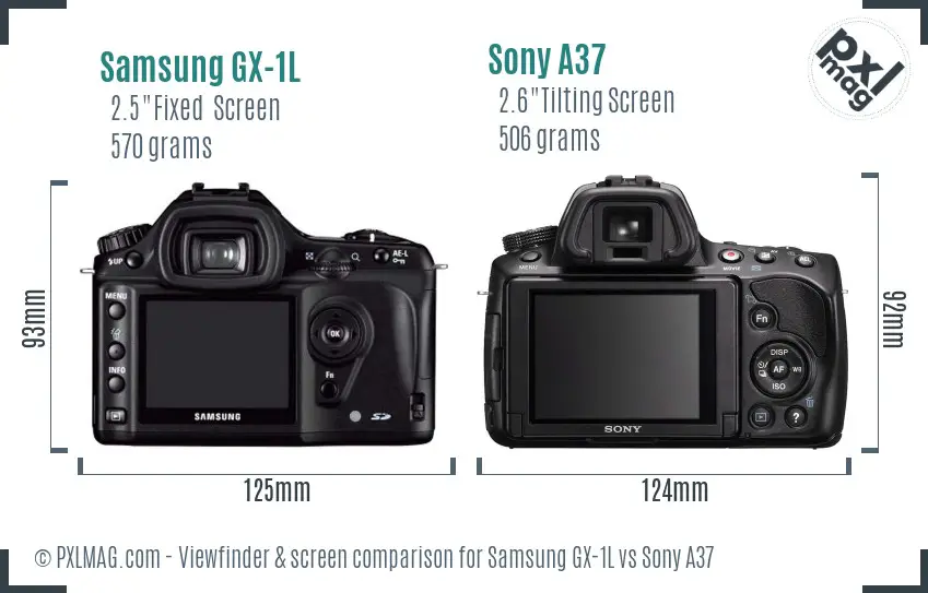 Samsung GX-1L vs Sony A37 Screen and Viewfinder comparison