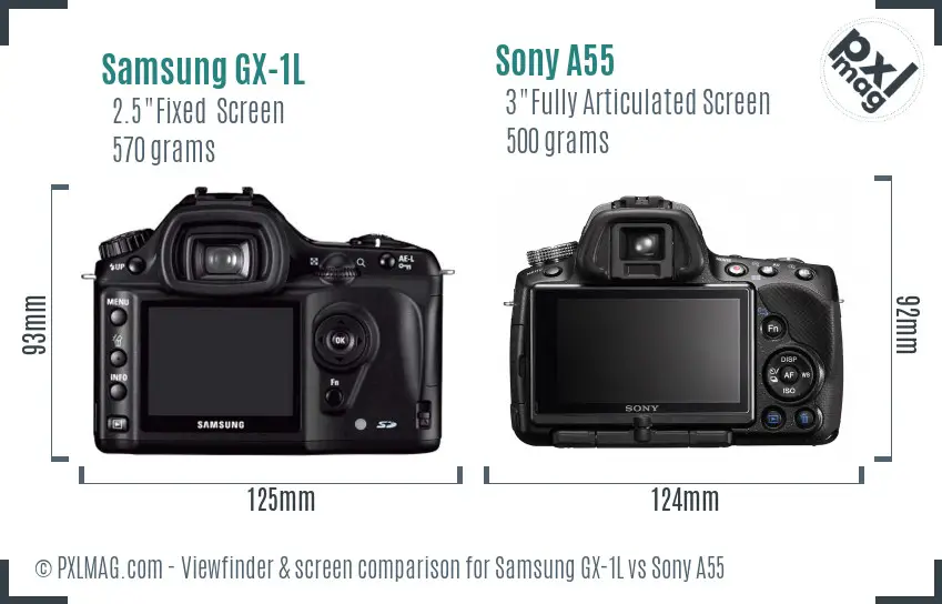Samsung GX-1L vs Sony A55 Screen and Viewfinder comparison