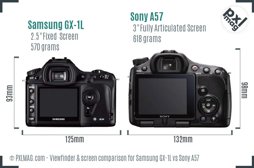 Samsung GX-1L vs Sony A57 Screen and Viewfinder comparison