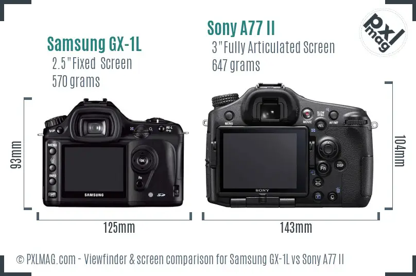 Samsung GX-1L vs Sony A77 II Screen and Viewfinder comparison