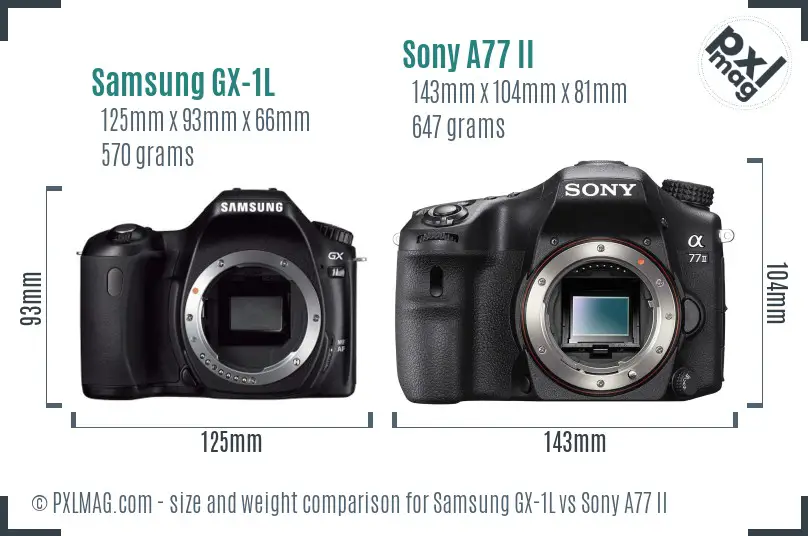 Samsung GX-1L vs Sony A77 II size comparison