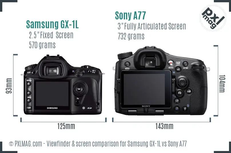 Samsung GX-1L vs Sony A77 Screen and Viewfinder comparison