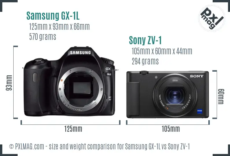 Samsung GX-1L vs Sony ZV-1 size comparison