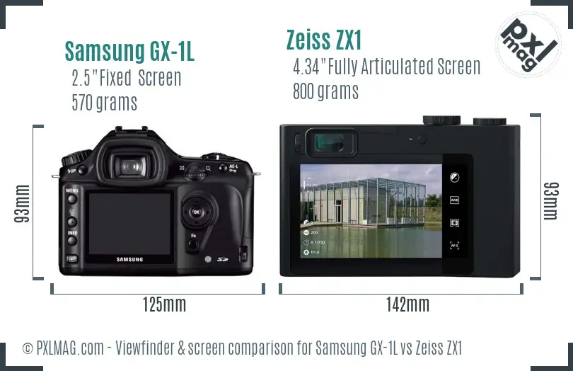 Samsung GX-1L vs Zeiss ZX1 Screen and Viewfinder comparison