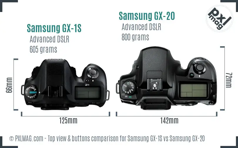 Samsung GX-1S vs Samsung GX-20 top view buttons comparison