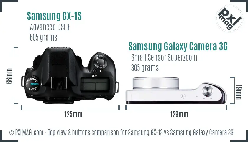 Samsung GX-1S vs Samsung Galaxy Camera 3G top view buttons comparison