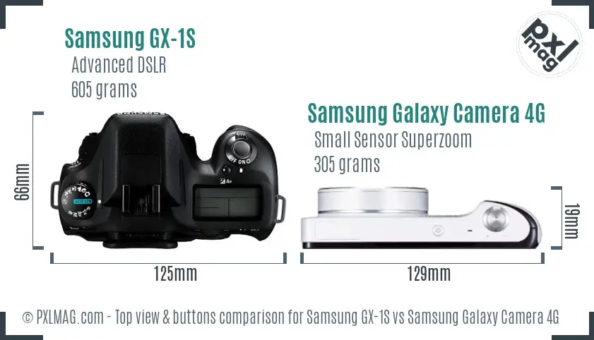 Samsung GX-1S vs Samsung Galaxy Camera 4G top view buttons comparison