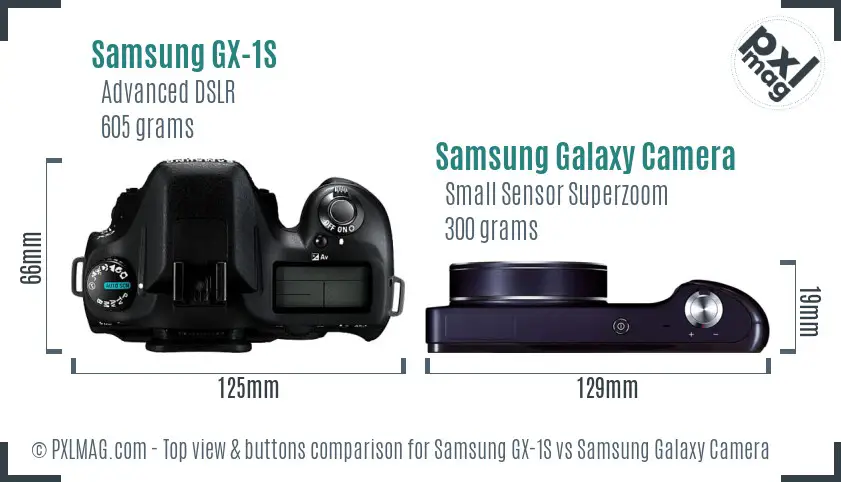 Samsung GX-1S vs Samsung Galaxy Camera top view buttons comparison