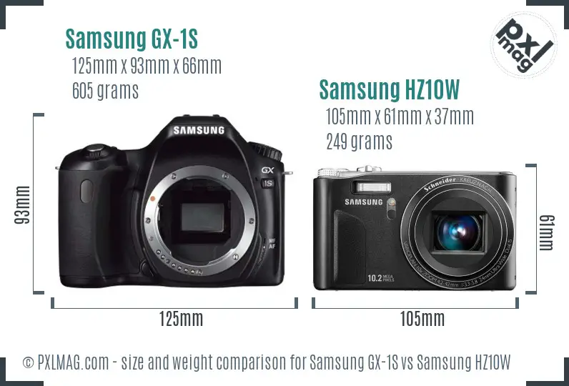 Samsung GX-1S vs Samsung HZ10W size comparison
