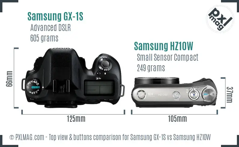 Samsung GX-1S vs Samsung HZ10W top view buttons comparison