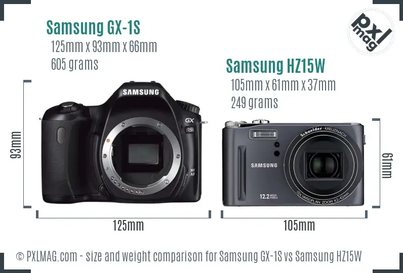 Samsung GX-1S vs Samsung HZ15W size comparison