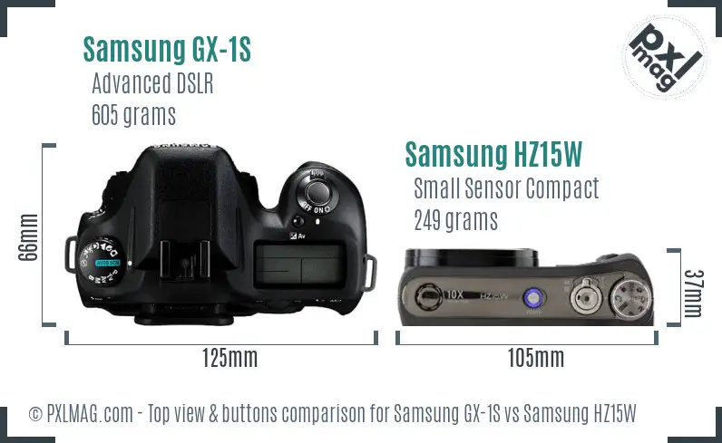 Samsung GX-1S vs Samsung HZ15W top view buttons comparison