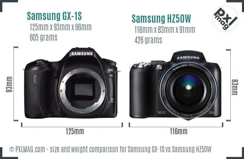 Samsung GX-1S vs Samsung HZ50W size comparison
