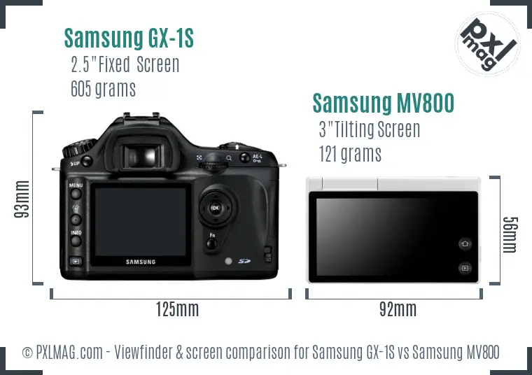 Samsung GX-1S vs Samsung MV800 Screen and Viewfinder comparison
