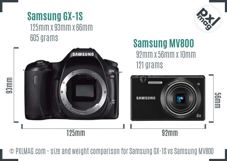 Samsung GX-1S vs Samsung MV800 size comparison