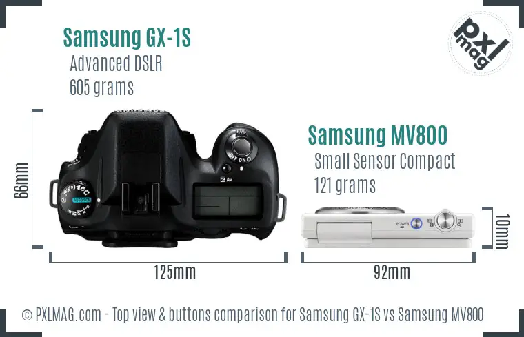 Samsung GX-1S vs Samsung MV800 top view buttons comparison