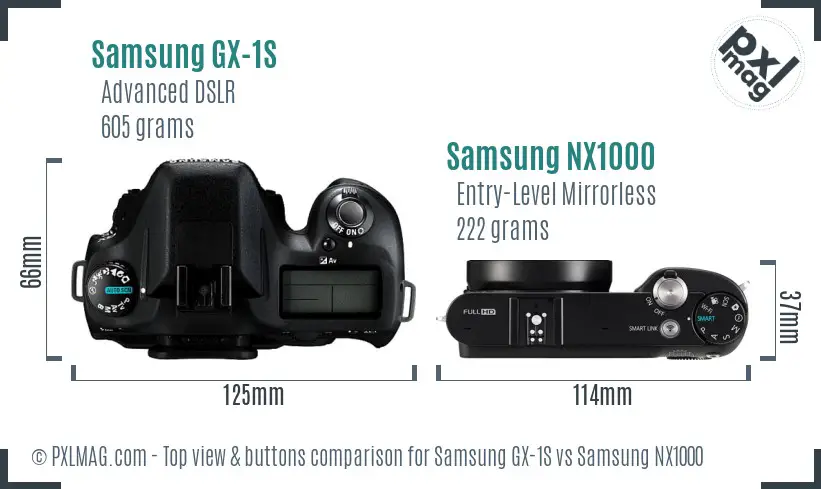 Samsung GX-1S vs Samsung NX1000 top view buttons comparison