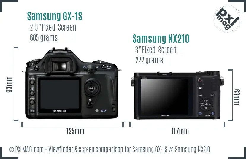Samsung GX-1S vs Samsung NX210 Screen and Viewfinder comparison